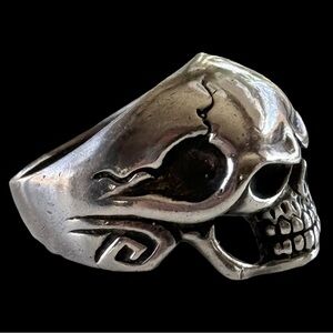 Vintage 925 Sterling Silver Hell Skull Biker Large 12 Ring